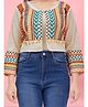 Aarika Full Sleeves Seamless Bands Style Embroidered Ethnic Jacket - Cream