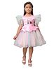 Aarika Half Flutter Sleeves Placement Birthday Girl Text Embellished With Frill Detailed Fit & Flare Party Dress - Pink
