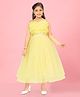 Aarika Sleeveless Ruffle Detailed Bodice Glitter Embellished Fit & Flare Nylon Gown - Lemon Yellow