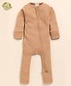 Cot & Candy Full Sleeves Ribbed  Zipper Romper - Beige