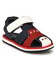 TUSKEY Colour Blocked Closed Toe Velcro Closure Leather Sandals - Blue
