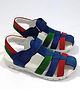 TUSKEY Colour Blocked Velcro Closure Closed Toe Sandals - Navy Blue & Red
