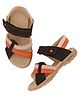TUSKEY Color Blocked Velcro Closure Sandals - Coffee Brown