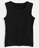 RVK Sleeveless Solid Front Open Cardigan - Black