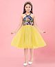 Aarika Halter Neck Floral Printed  Fit And Flare Party   Dress - Yellow