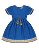 Young Birds Half Sleeves Gota Lace Embellished   Dress - Marine Blue