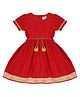 Young Birds Half Sleeves Gota Lace Embellished   Dress - Red