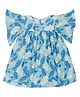 Young Birds Half Sleeves Floral & Leaves Printed Fit & Flared Top -  Turquoise Blue