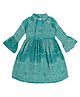 Young Birds Full Bell Sleeves Seamless Paisley & Floral Printed Fit & Flare Dress - Turquoise Blue