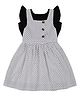 Young Birds Cap Sleeves Polka Dots Printed Pinafore Set - Black