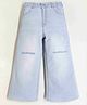 Cherry Crumble By Nitt Hyman Wide Leg Ripped High Waist Denim Jeans - Blue