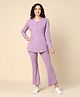 Zelena Full Sleeves Ribbed Maternity Lounge Set With Feeding Access - Purple