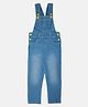 Kiddopanti Sleeveless Solid  Denim Dungaree Pant - Light Blue