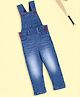 Kiddopanti Sleeveless Solid  Denim Dungaree Pant - Midnight Blue