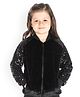 Cherry Crumble By Nitt Hyman Full Sleeves Sequin Embellished Furry Jacket - Black