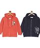 The Mom Store Pack Of 2 Full Sleeves Space Theme Astro Dude With Roar Text Printed Hooded Sweatshirts - Red & Black