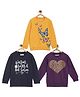 The Mom Store Pack Of 3 Full Sleeves Butterfly & Typography Printed Sweatshirt -  Yellow  Black  Purple