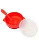 Baby Moo Silicon Bowl With Lid And Spoon Set - Red