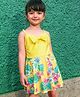Pine Kids Sleeveless Floral Printed Frock Style Swimsuit with Bow Applique-Yellow