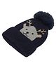 Kid-O-World Knitted Reindeer Pom Pom Detailed Cap -  Black