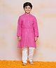 AJDezines Full Sleeves Seamless Bandhej Bands Designed Kurta With Pyjama - Pink