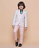 AJ Dezines Full Sleeves Tattersall Checked Shawl Collared 5 Piece Suit Set - Peach