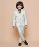 AJ Dezines Full Sleeves Tattersall Checked Shawl Collared 5 Piece Suit Set - Light Green
