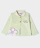 Mi Arcus Lining 100% Cotton Full Sleeves  Floral Embroidered Winter Coat - Light Green