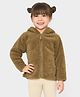 Mi Arcus  Full Sleeves Ear Detailed Fur Jacket - Brown