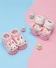 Yellow Bee Pack Of 2 Baby Elephant & Bunny Applique Detailed Anti Skid Socks - Pink & White