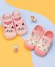 Yellow Bee Pack Of 2 Strawberry & Kitten Face Detailed Anti Skid Socks - Pink & White