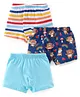 Babyhug 100% Cotton Knit Teddy & Stripe Print Trunks Pack of 3- Multicolour