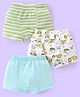Babyhug 100% Cotton Animal Printed Trunk Pack of 3 - White Blue & Green