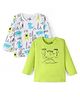 Doodle Poodle 100% Cotton Full Sleeves Dino Printed T-Shirts Pack of 2 - White & Green