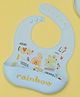 Yellow Bee Rainbow Print Bib with Crumb Catcher and Adjustable Closure  Blue