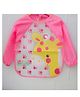 Yellow Bee Polyester Giraffe Print Art Smock with Adjustable Closure for Girls White and Pink