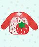 Yellow Bee Polyester Strawberry Print Art Smock with Adjustable Closure for Girls White and Red