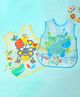 Yellow Bee Plastic Monkey and Donkey Print Bib with Adjustable Closure- Set of 2 for Boys Yellow and Blue