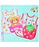 Yellow Bee Plastic Strawberry and Teddy Print Bib with Adjustable Closure- Set of 2 for Girls Red and Pink