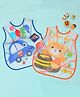 Yellow Bee Plastic Car and Teddy Print Bib with Adjustable Closure- Set of 2 for Boys Orange and Blue