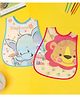 Yellow Bee Plastic Elephant and Lion Print Bib with Adjustable Closure Set of 2 for Boys Blue and Red