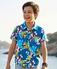 Pine Kids Cotton Woven Half Sleeves Shirt with Floral Print - Blue