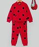 Hugsntugs Full Sleeves Polka Dots Printed Track Suit - Red