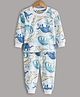 Hugsntugs Full Sleeves Dinosaur Printed Track Suit -White
