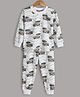 Hugsntugs Christmas Theme Full Sleeves Jeep With Christmas Tree Printed Track Suit - White