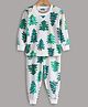 Hugsntugs Christmas Theme Full Sleeves Christmas Tree Printed Track Suit -White