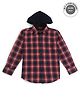 Gini And Jony Full Sleeves Shirt with Detachable Hoodie Checkered - Red & Blue