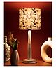 Green Girgit Distress White Wooden Lamp with Pink Floral Shade