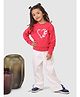 Jelly Jones Full Sleeve Butterfly Heart Printed Top With Solid Pant - Pink & White