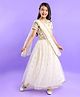 Pine Kids Woven Half Sleeves Sequin Embroidered Choli Lahenga Set with Dupatta - White